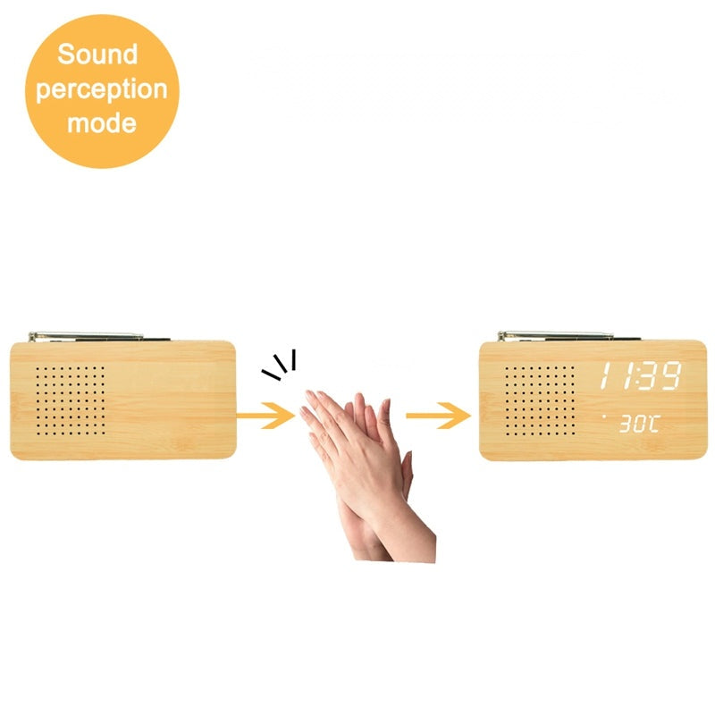 The Zen Clock — LED Digital Wood Clock Radio Alarm with USB