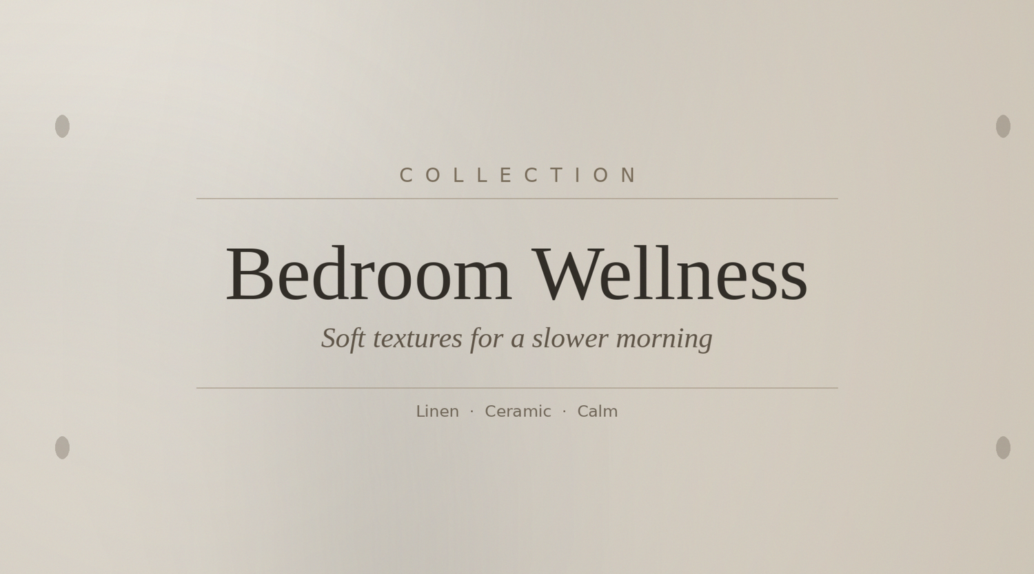 Minimalist Japandi bedroom with soft linen bedding, warm lighting and natural textures — TerraNest Studio Bedroom Wellness collection