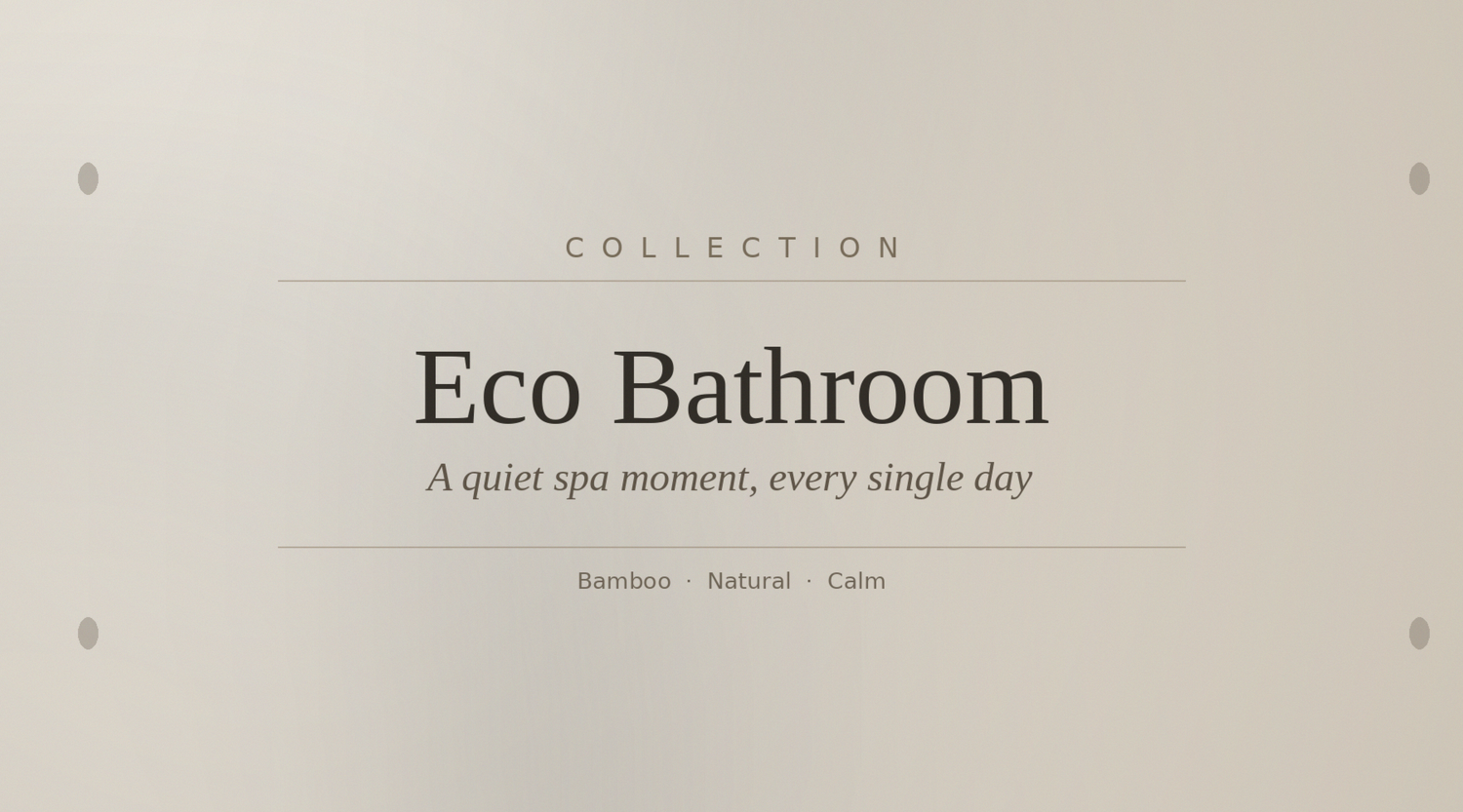 Eco-friendly spa bathroom with bamboo accessories, ceramic soap dispensers and natural stone details — TerraNest Studio Eco Bathroom collection