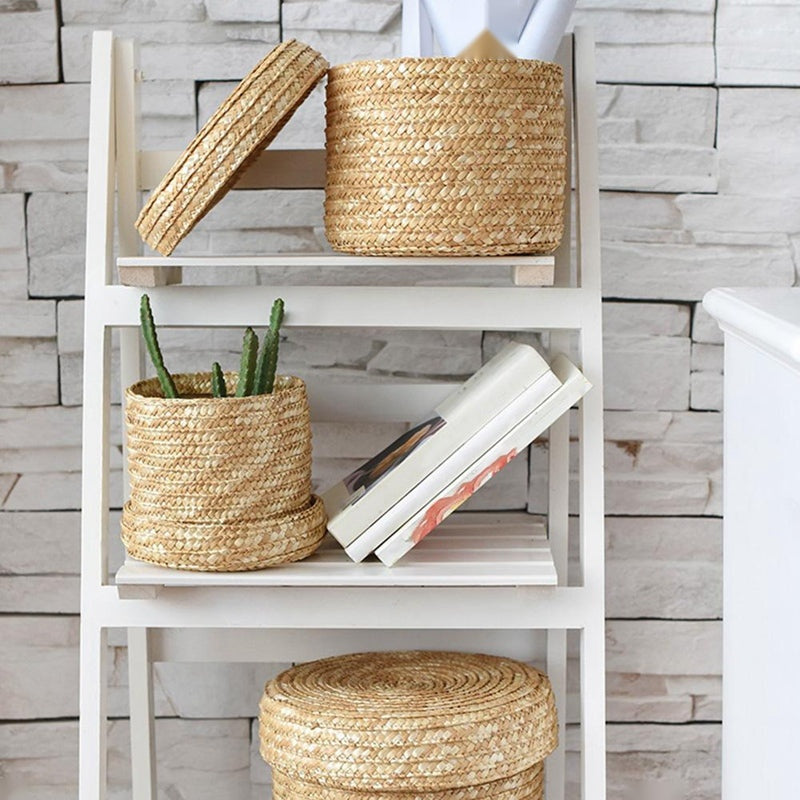 The Woven Storage Basket — Wheat Straw Home Organizer