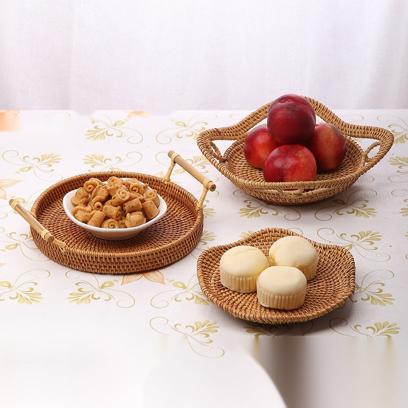The Woven Rattan Basket — Hand-Woven Storage Tray with Handle