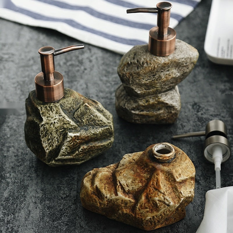 The Stone Ceramic Soap Dispenser — Retro Textured Pump, 3 Styles
