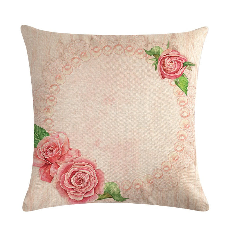 The Floral Cushion Cover — Botanical Print, 45×45cm