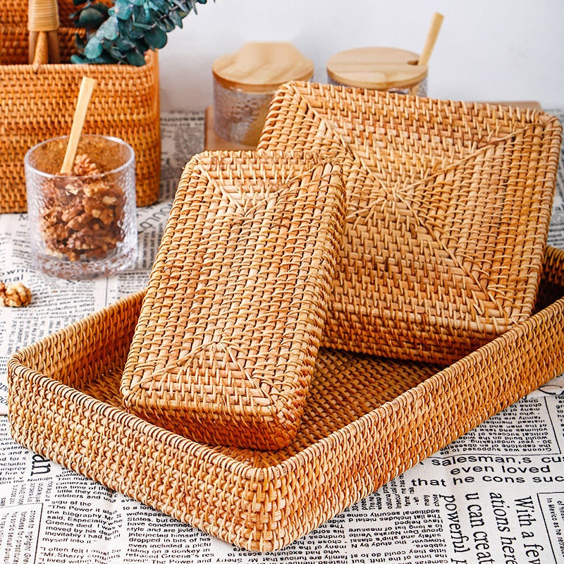 The Handmade Rattan Basket — Woven Storage Tray with Handle