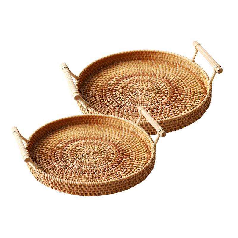 The Woven Rattan Basket — Hand-Woven Storage Tray with Handle