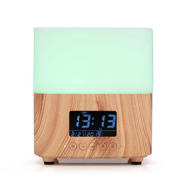Wood Grain Aroma Diffuser and Clock, Japandi Bedroom Wellness, TerraNest Studio