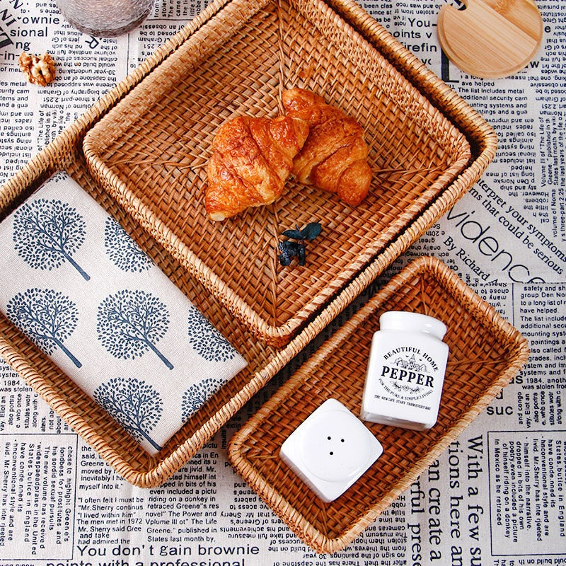 The Handmade Rattan Basket — Woven Storage Tray with Handle