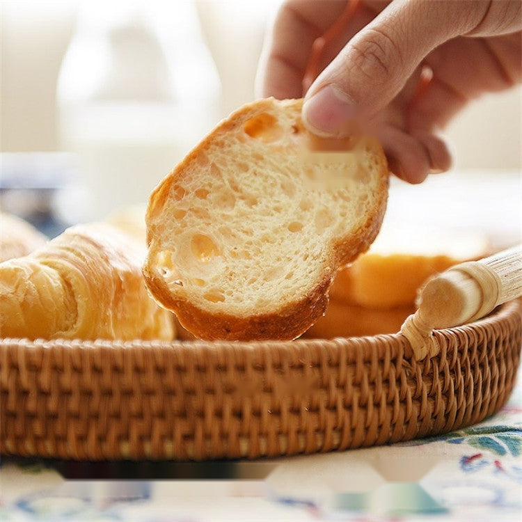 The Woven Rattan Basket — Hand-Woven Storage Tray with Handle