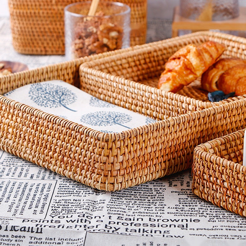 The Handmade Rattan Basket — Woven Storage Tray with Handle