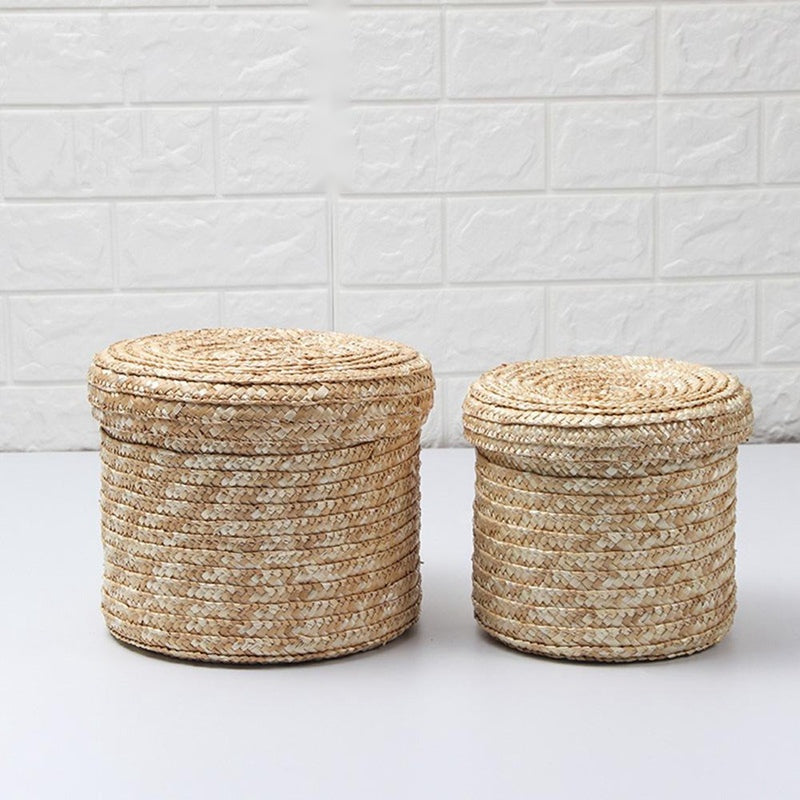 The Woven Storage Basket — Wheat Straw Home Organizer
