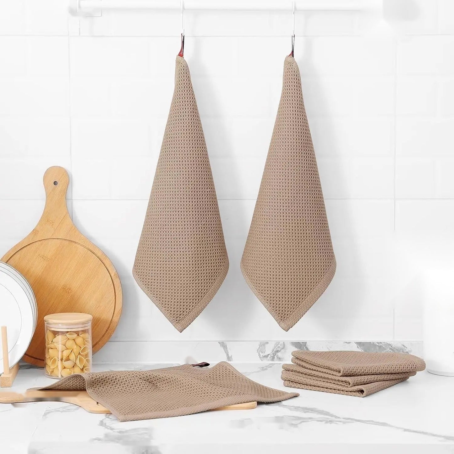 The Earth-Toned Waffle Weave Kitchen Towels