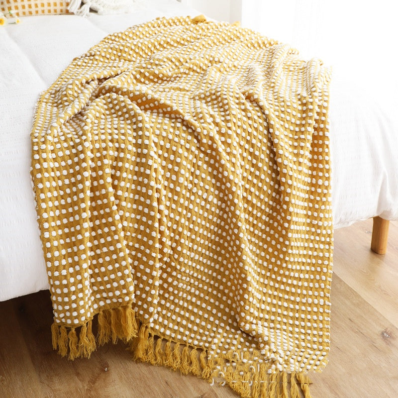 Chunky Chenille Knitted Throw Blanket, Cozy Japandi Home, TerraNest Studio