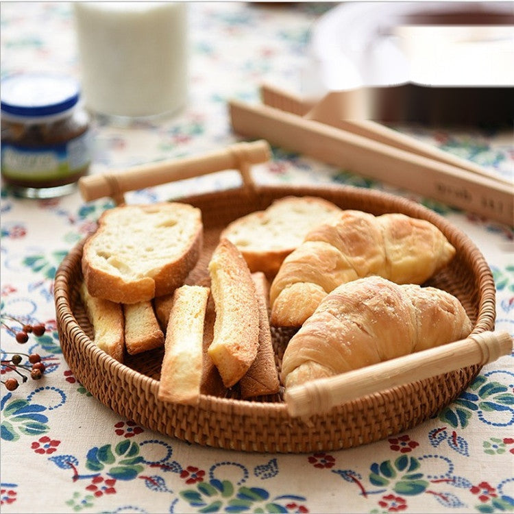The Woven Rattan Basket — Hand-Woven Storage Tray with Handle