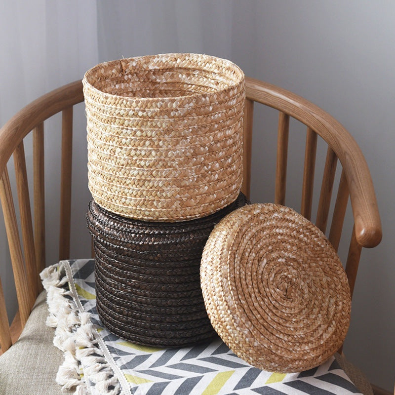 The Woven Storage Basket — Wheat Straw Home Organizer