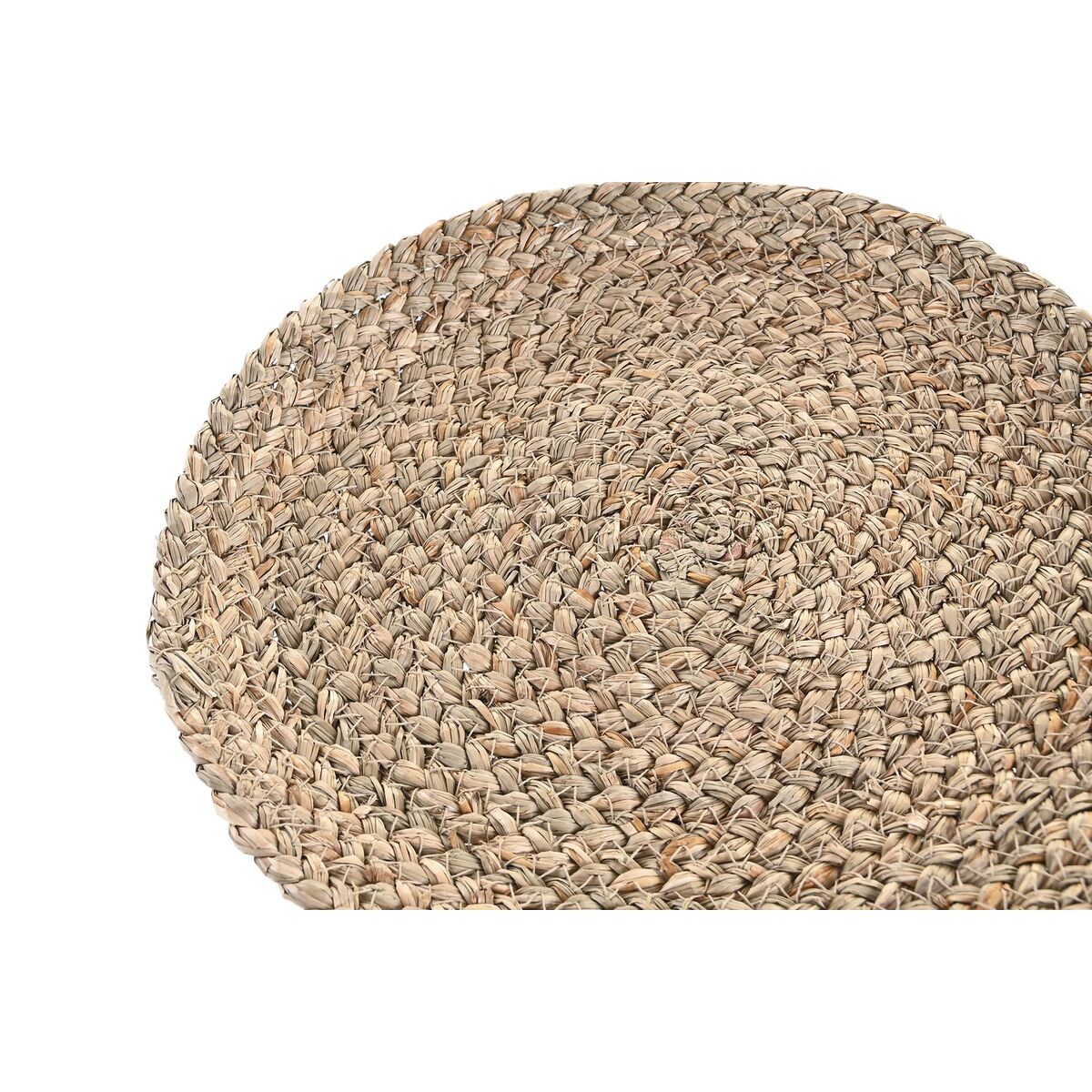 Table Mat DKD Home Decor Natural Natural Fibre (32 x 0.5 x 32 cm) used as a placemat on a wooden table, with a simple white tablecloth in the background