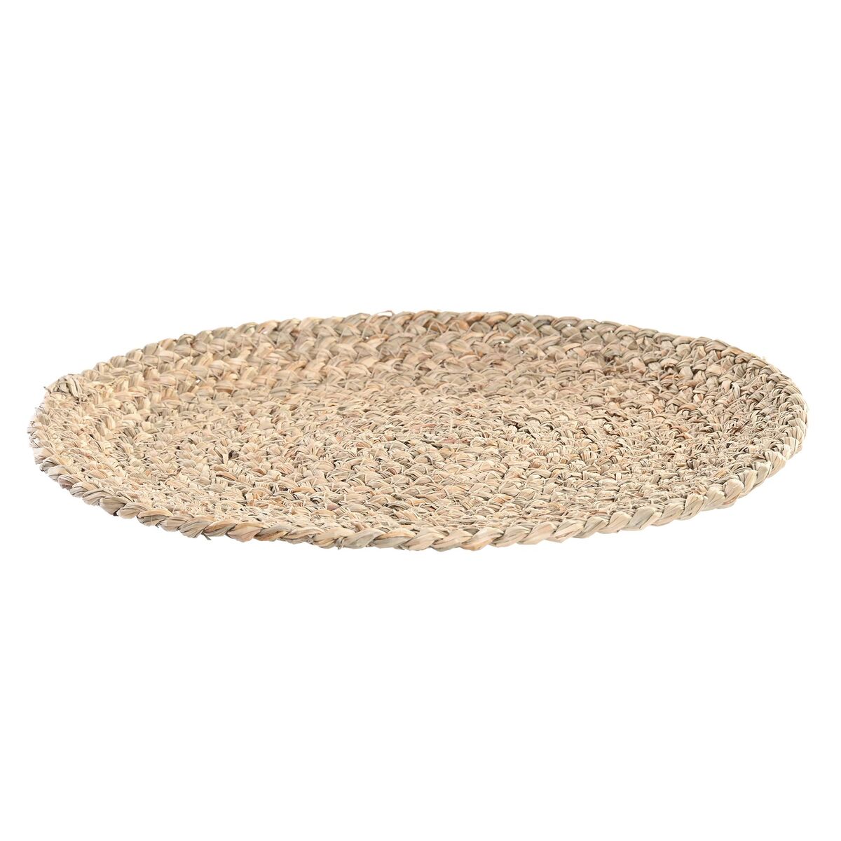 Table Mat DKD Home Decor Natural Natural Fibre (32 x 0.5 x 32 cm) flat on a wooden table, natural light