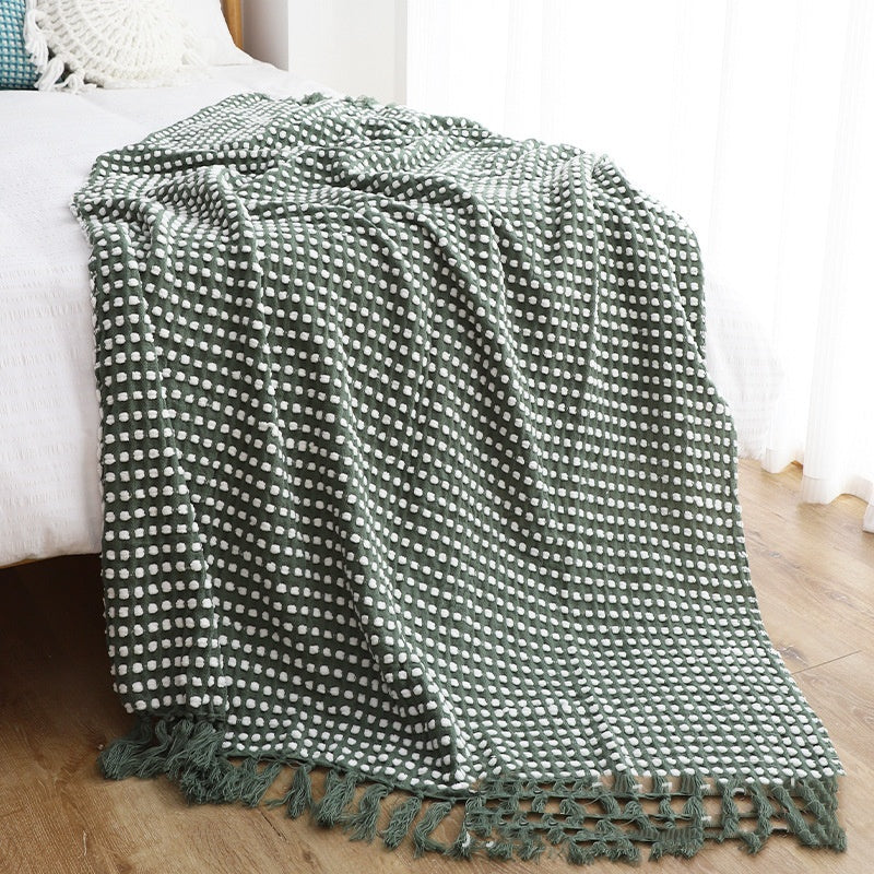 Chunky Chenille Knitted Throw Blanket, Cozy Japandi Home, TerraNest Studio