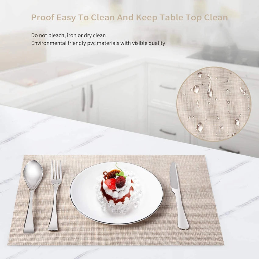 The Bamboo Woven Placemat Set — Waterproof Dining Mats
