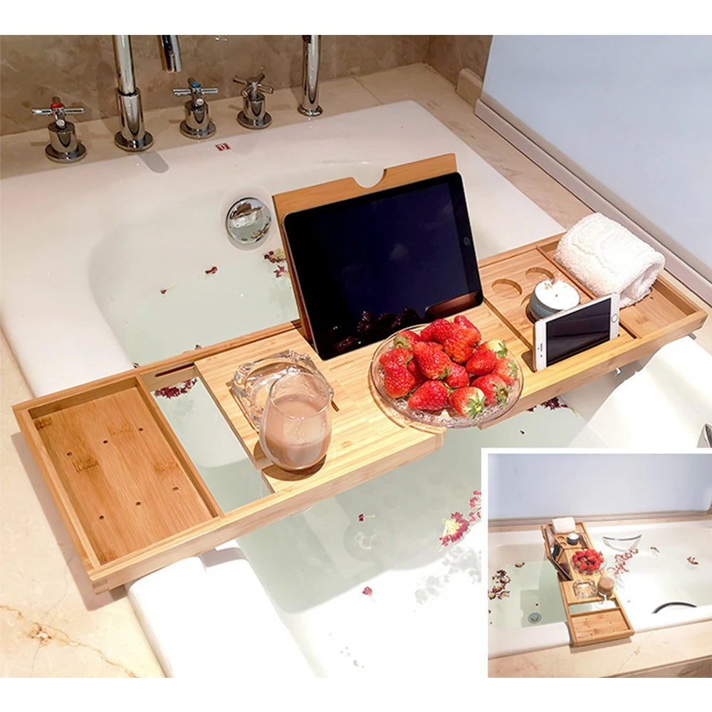 The Bathtub Caddy Tray — Extendable Bamboo Bath Shelf