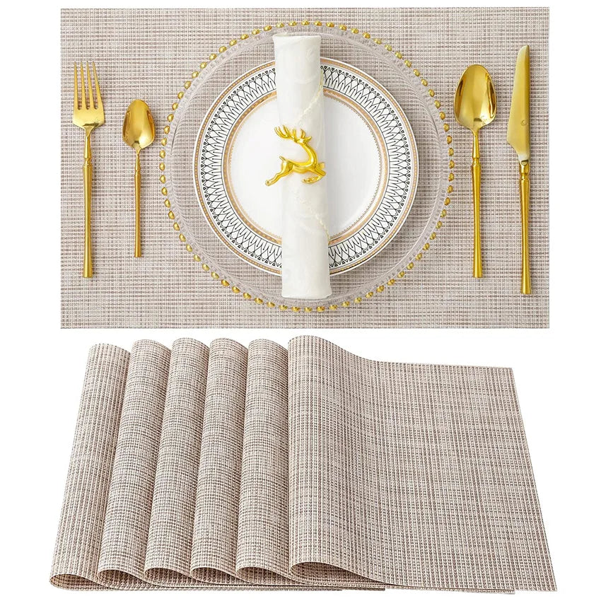 The Bamboo Woven Placemat Set — Waterproof Dining Mats
