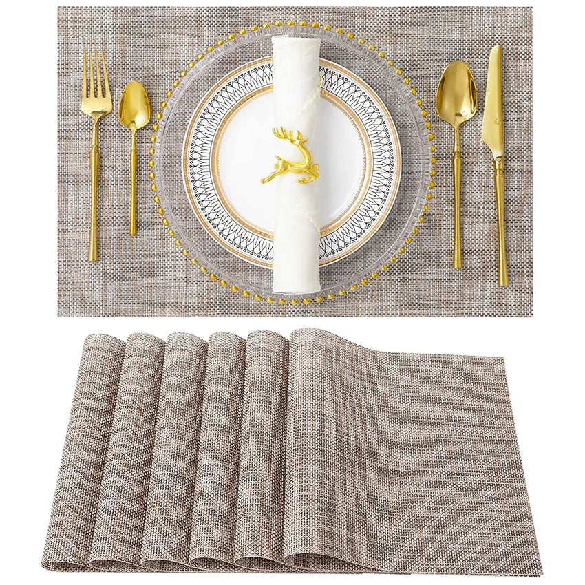 The Bamboo Woven Placemat Set — Waterproof Dining Mats