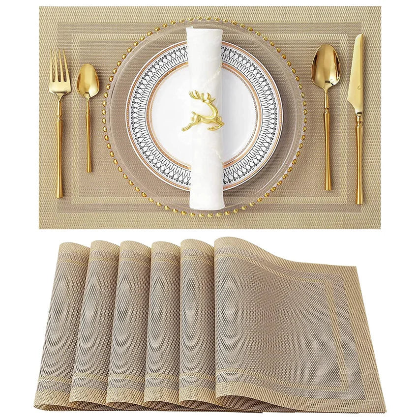 The Bamboo Woven Placemat Set — Waterproof Dining Mats