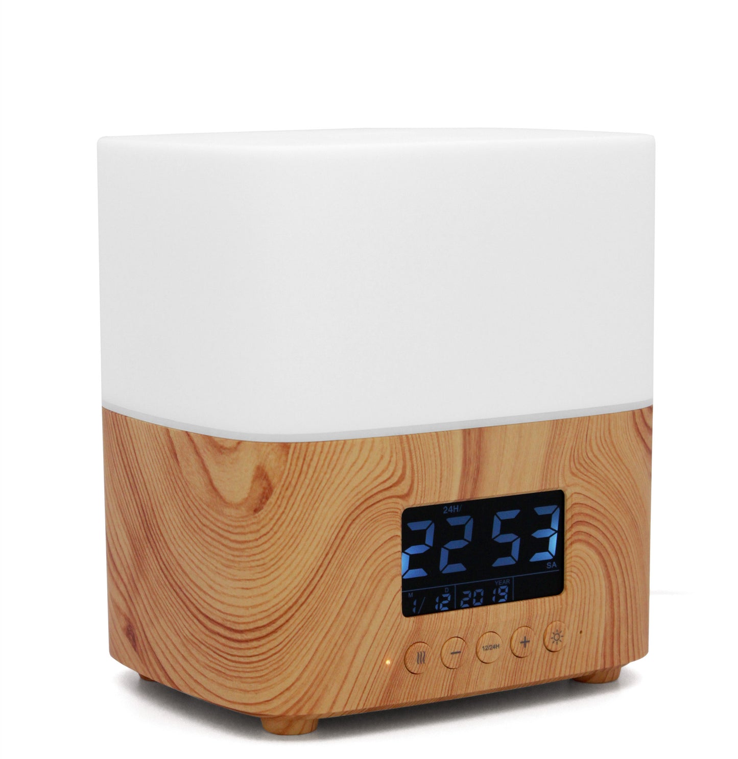 Wood Grain Aroma Diffuser and Clock, Japandi Bedroom Wellness, TerraNest Studio