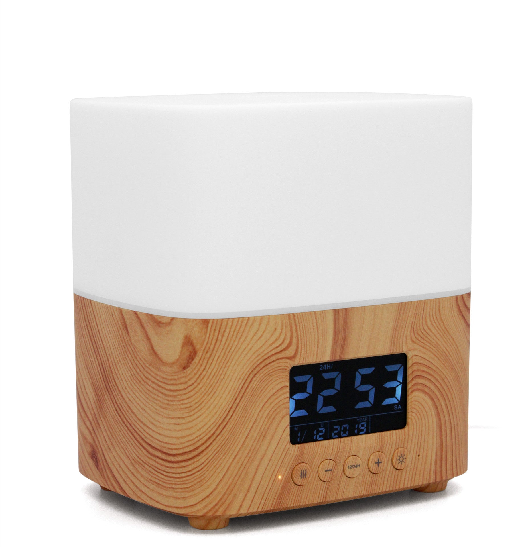 Wood Grain Aroma Diffuser and Clock, Japandi Bedroom Wellness, TerraNest Studio
