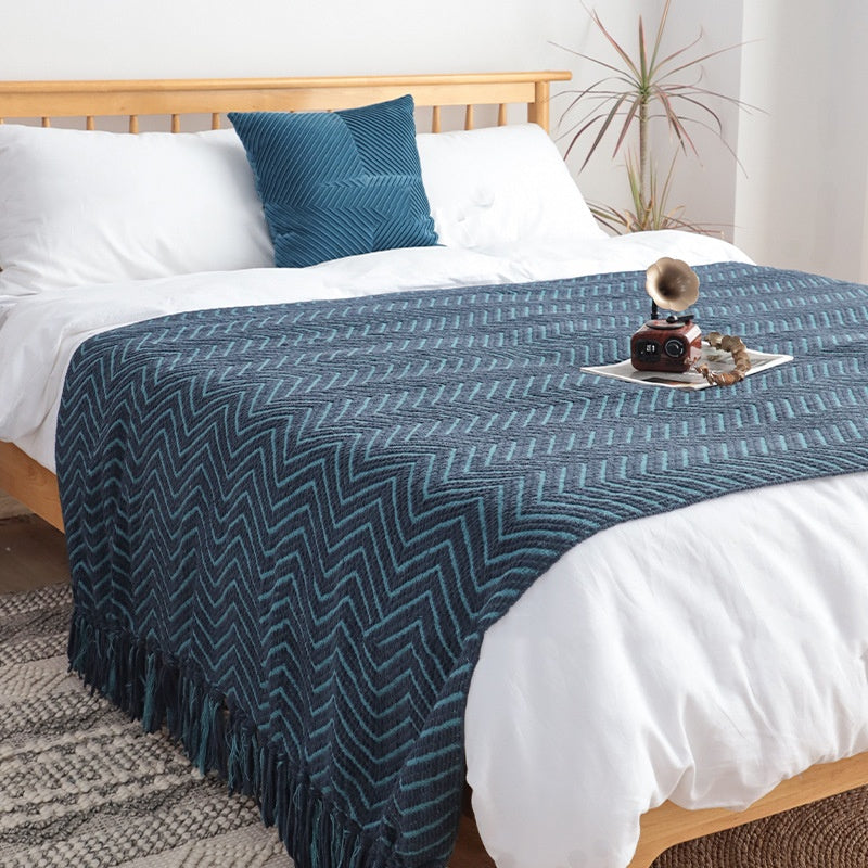 Chunky Chenille Knitted Throw Blanket, Cozy Japandi Home, TerraNest Studio