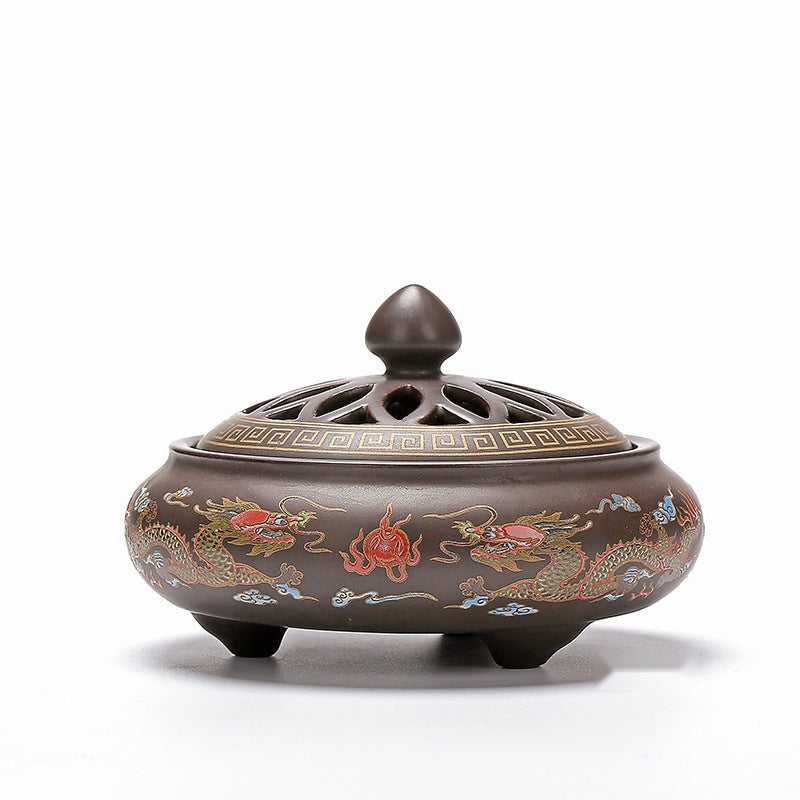 The Ember Glow — Ceramic Cloisonné Incense Burner with Backward Channel