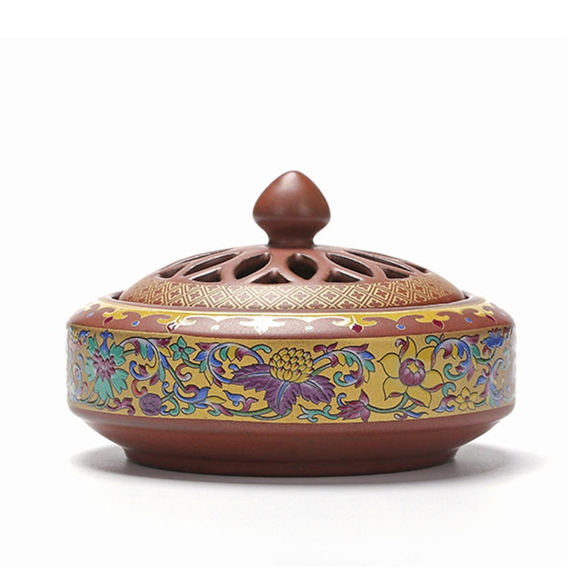 The Ember Glow — Ceramic Cloisonné Incense Burner with Backward Channel