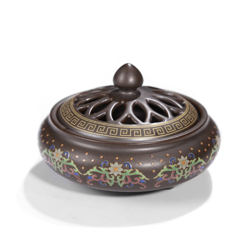 The Ember Glow — Ceramic Cloisonné Incense Burner with Backward Channel
