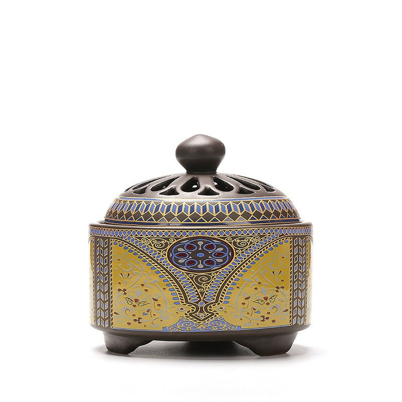 The Ember Glow — Ceramic Cloisonné Incense Burner with Backward Channel