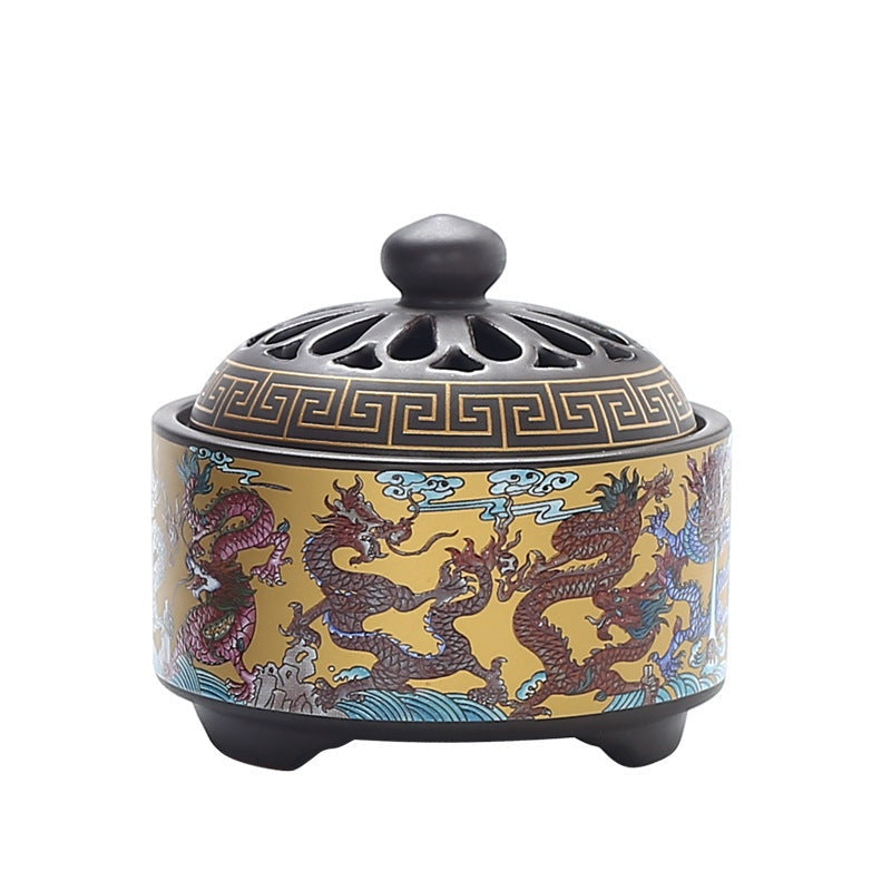 The Ember Glow — Ceramic Cloisonné Incense Burner with Backward Channel