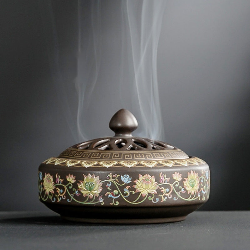 The Ember Glow — Ceramic Cloisonné Incense Burner with Backward Channel