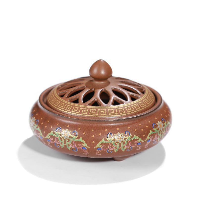 The Ember Glow — Ceramic Cloisonné Incense Burner with Backward Channel
