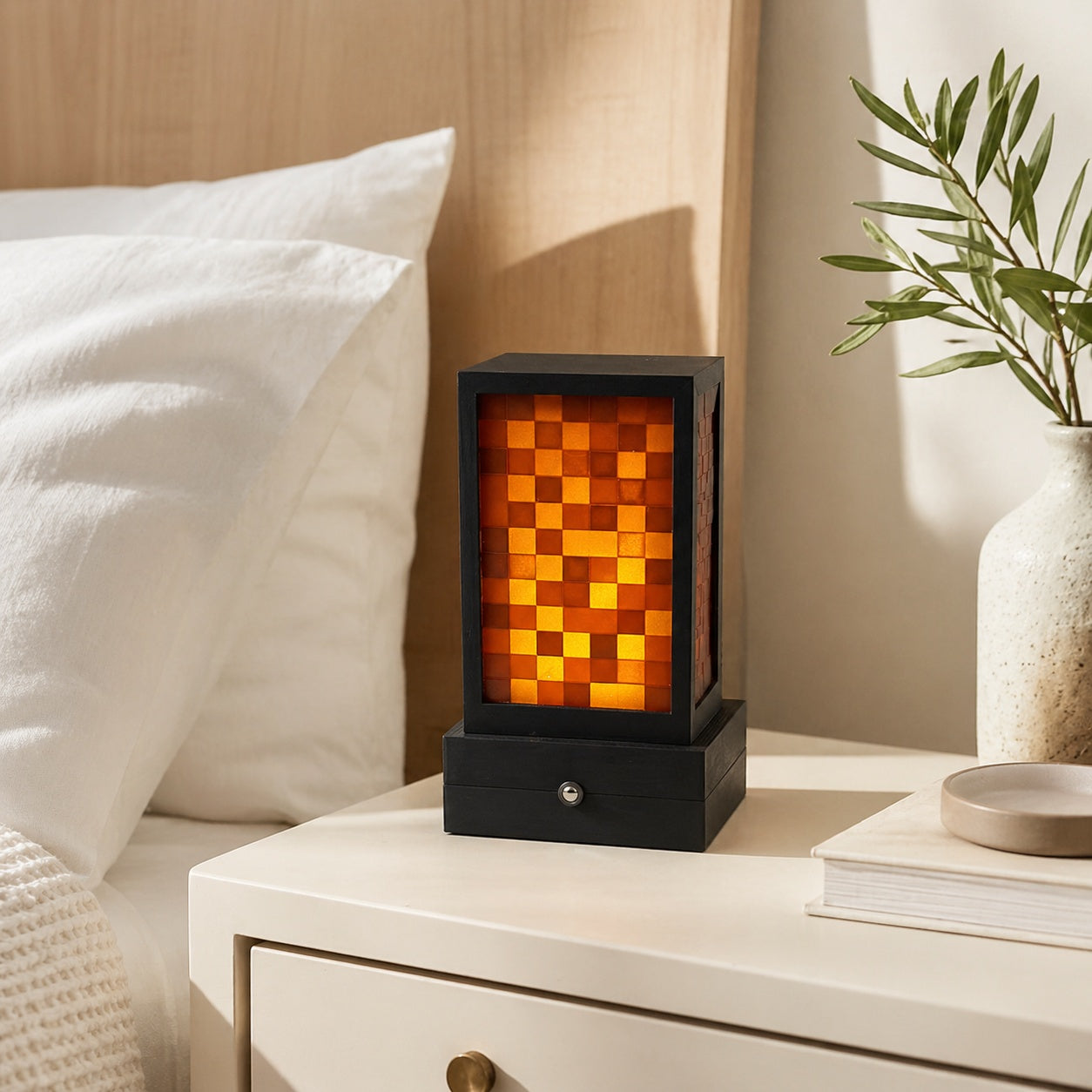 The Elegant Pixel Lamp — Rechargeable Touch Night Light, 3 Brightness Modes